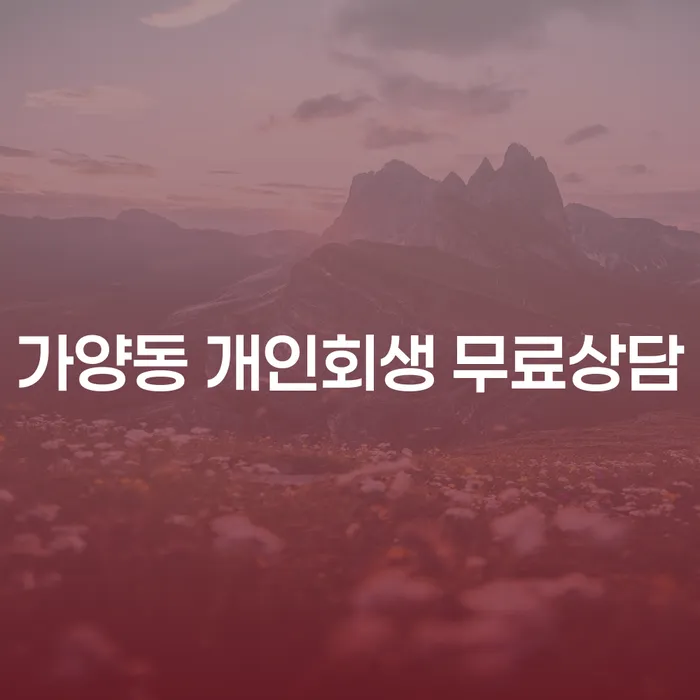 가양동 개인회생 무료상담