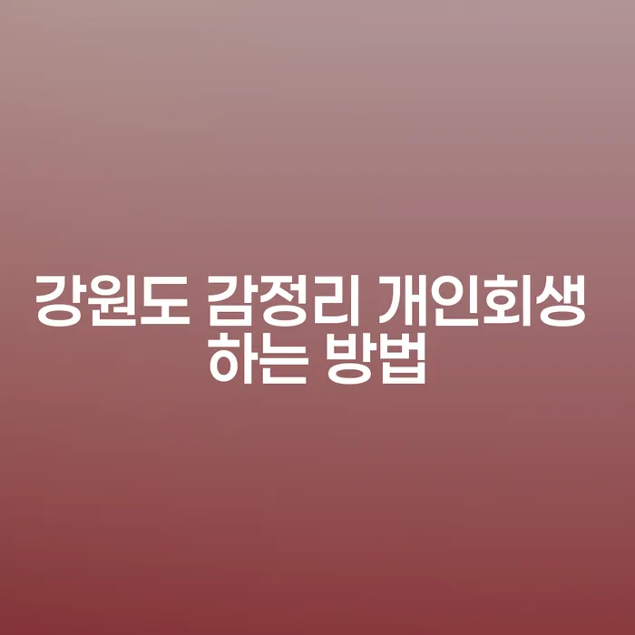 강원도 감정리 개인회생, 어떻게 시작할 수 있나요?